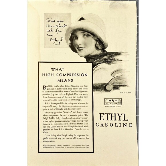Ethyl Gasoline Corp. "Give your car a treat ask for Ethyl" Vintage Print Ad 1929 - Picture 1 of 3